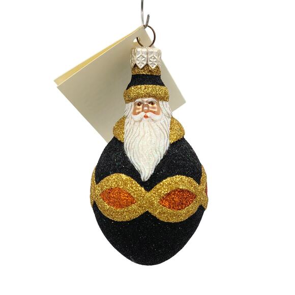 Patricia Breen Miniature Faberge Santa Black Orange Halloween Christmas Ornament - Picture 1 of 3